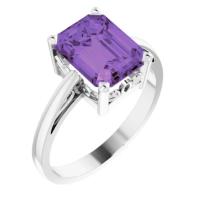 14K White Amethyst Scroll Setting® Ring